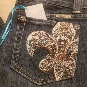 Miss Me fleur de lis jeans #JP4738, Co.dark 09